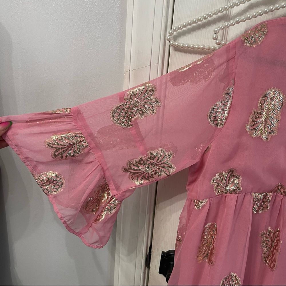 Simply Southern Pink Dress With Gold Pineapple Accents - Picture 9 of 9